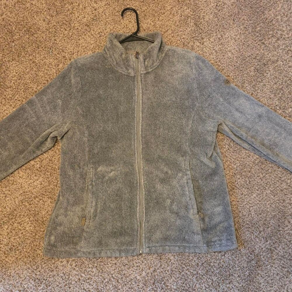 Gerry Weber Womens XL Gray Green Quarter Zip Fleece Pullover Sweater